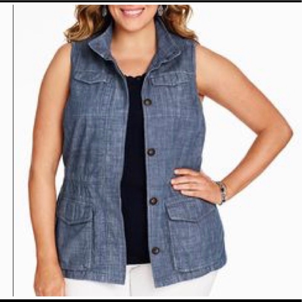 COPY - Talbots Chambray Utility Vest sz 2X